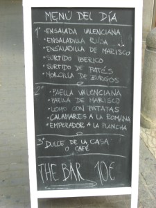 An example of a menú del día