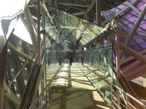 The bridge that connects the main building to the spa area.