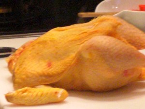 An all natural, corne fed, uncaged chicken