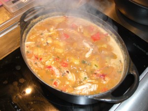 The seafood stew is almost ready!